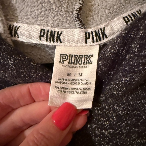 Victoria's Secret PINK Charcoal Hoodie with Heart Logo - Picture 2 of 3